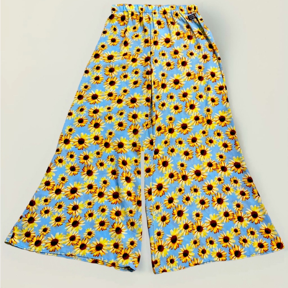 Jac Vanek hippie extra wide leg boho retro sunflower lightweight flowy pants